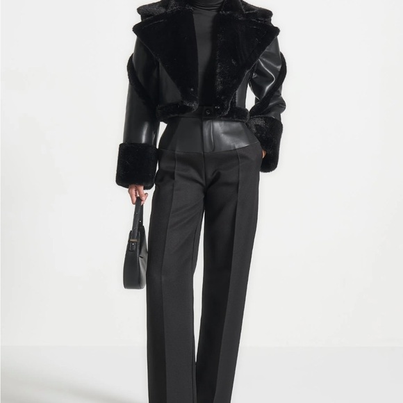 Kena Black Leather & Plush 2-in-1 Gilet Jacket - Picture 3 of 7